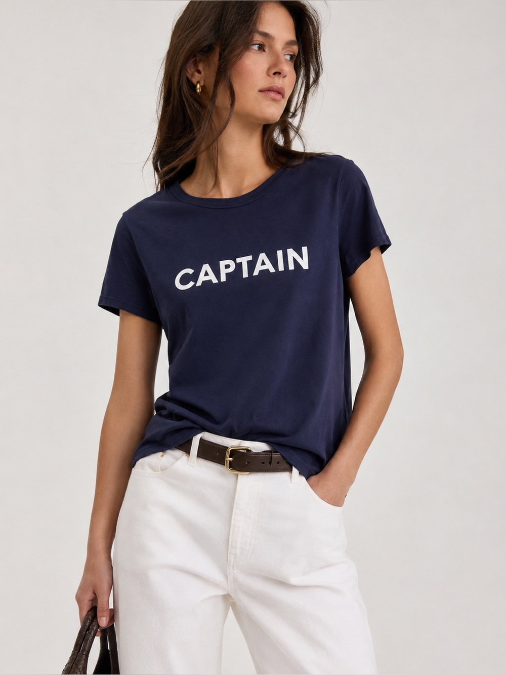 Veronica Beard Jeans Captain Graphic Tee Navy Blue Medium